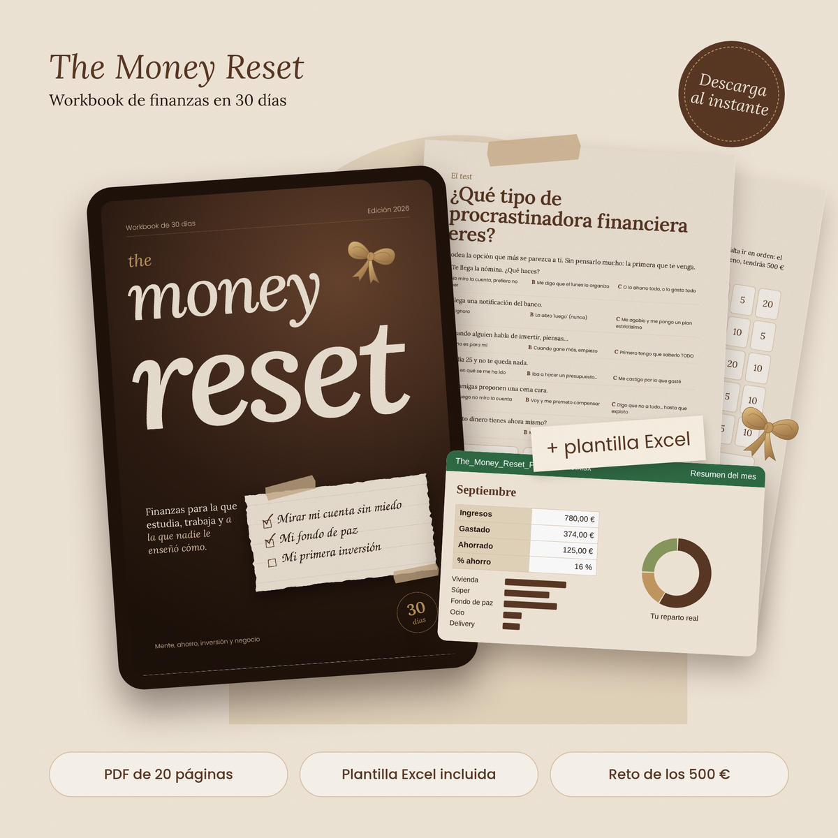 The Money Reset | Workbook de finanzas en 30 días para la que estudia y trabaja.